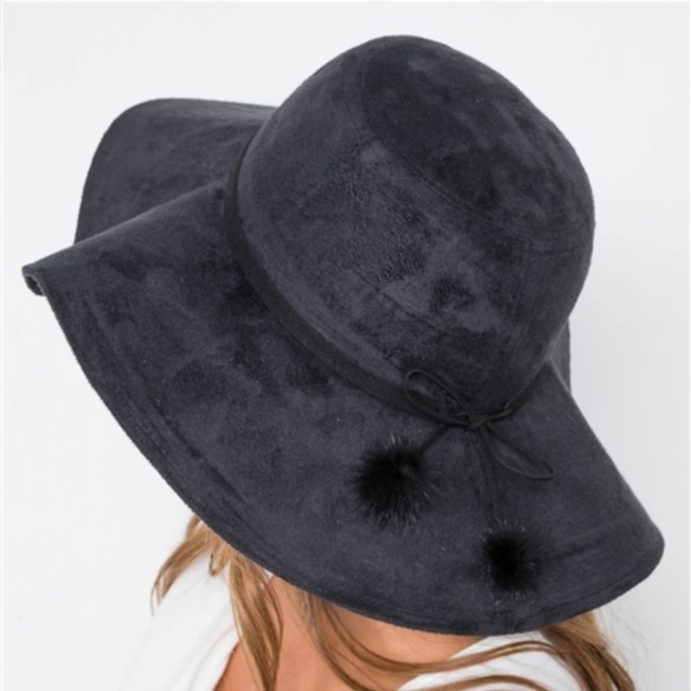 CITY DOLLZ Suede Floppy Hat - Black - Picture 2 of 3